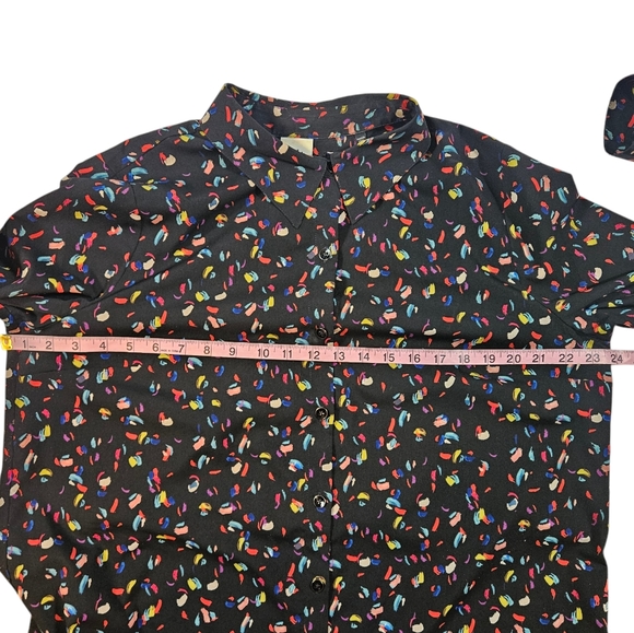 Cabi Confetti Ferris Print Button Up Long Sleeve Blouse Sz Large Career Workwear - Picture 16 of 16